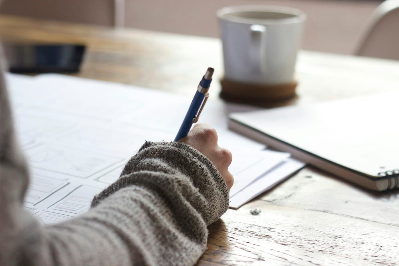 Planning notes on a desk